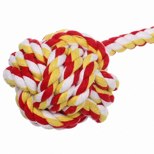 Игрушка - канат для собак средних и крупных  пород НЕСКУЧАЙКА, цвет красныйжелтый, 36см_4