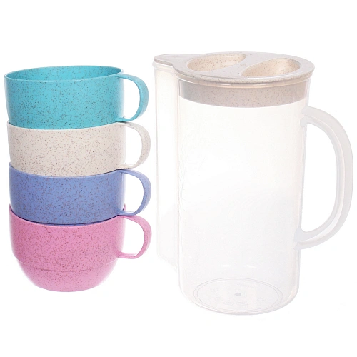 Кувшин пластиковый 1,6л ЭкоЛайф в наборе с 4-мя стаканами 300мл_5