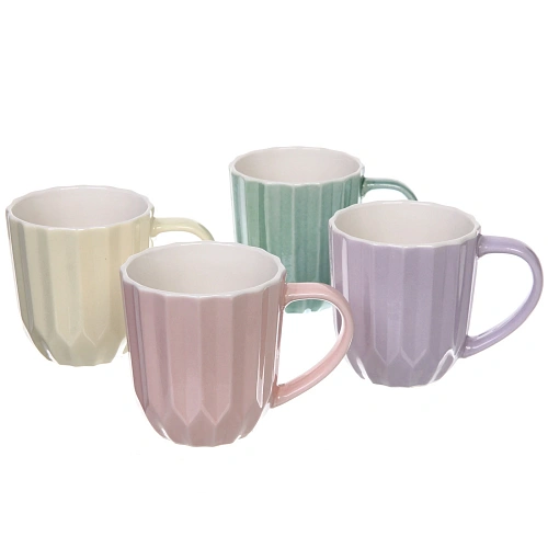 Кружка керамическая 360мл "Грани", микс цветов