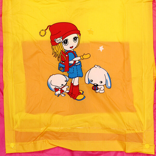 Дождевик-плащ детский на кнопках с капюшоном 83см, 100 Мкрн, размер L, цвет микс_26