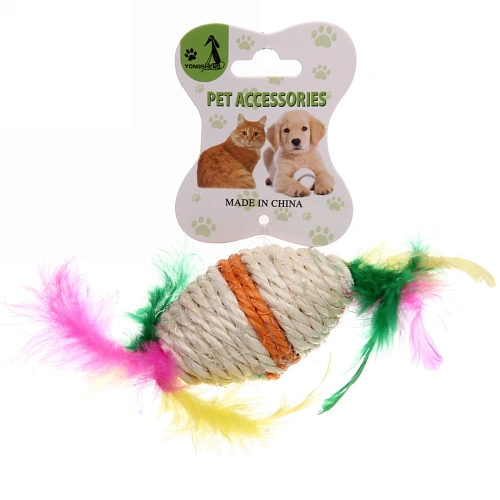Игрушка для кошки Котя 10см с перьями_6