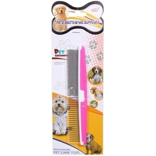 Расческа - пуходёрка комбинированная для животных ЛАПУСИКИ, цвет розовый, 173,5см (блистер)_4