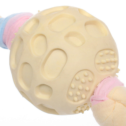 Игрушка - мячик для собак средних и мелких пород БЕГИ ЛОВИ, с канатом, цвет жёлтый, 387,5см (лейбл)_3