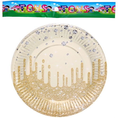 Тарелка бумажная 18 см в наборе 10 шт Галактика, Шампань_3