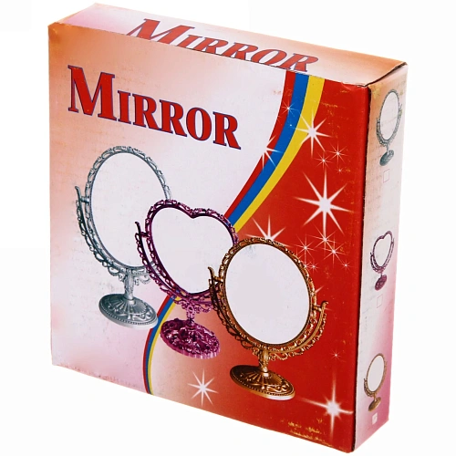 Зеркало настольное в пластиковой оправе Версаль - Круг цвет золото, двухстороннее 17см_5