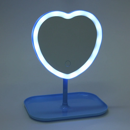 Зеркало настольное с подсветкой на подставке Mary Touch - Heart, цвет голубой, USB, 2029см_10