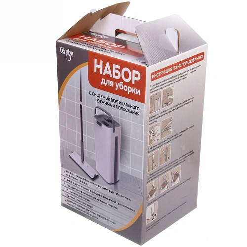 Набор для уборки Селфи Клио (ведро с отжимом, швабра, две насадки) в цветной коробке 264_13