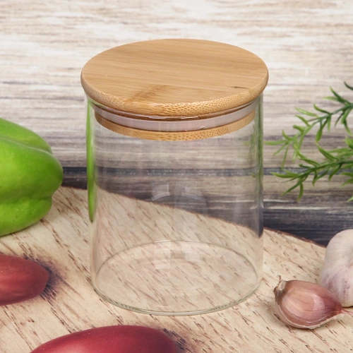 Банка для продуктов стеклянная 450мл Хай-Тек с бамбуковой крышкой 8,510см_5