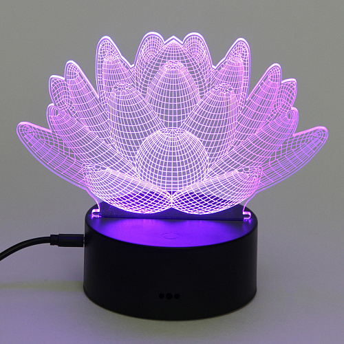 Светильник ночник 3D-Лотос на пластиковой подставке, с включателем USB_9