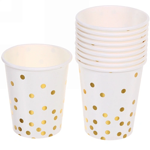 Стакан бумажный 0,2л в наборе 10 шт "Конфетти" белый