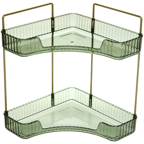 Полка для ванны угловая двойная "Фреш"зеленая 25,7х29,7х25,7см