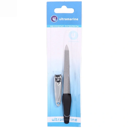 Маникюрный набор на блистере, 2 предмета "Ultramarine", (пилка металлическая 12,8см и кусачки 5,3см) 20*5,5см