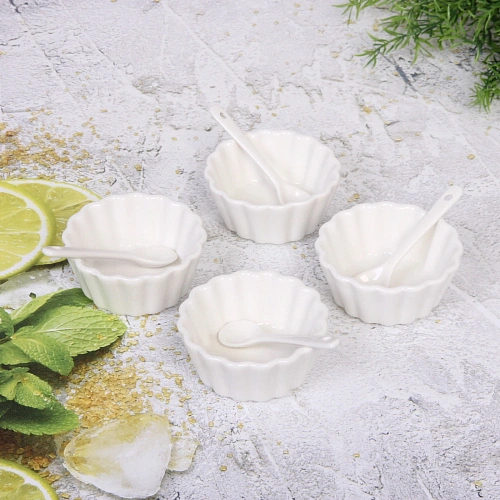 Набор соусников White magic 4шт с ложками Кекс_4