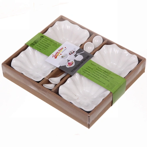 Набор соусников White magic 4шт с ложками Цветы_6