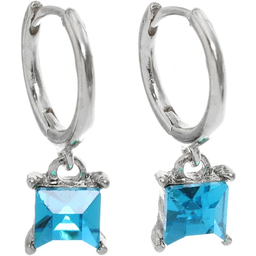 Серьги из гиппоалергенного сплава ЛАТТИ, аквамарин, цвет серебро и золото, 2,5см_8