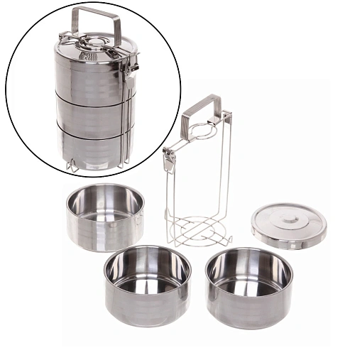 Контейнер для продуктов металлический 13,5*19,5см 3 уровня, термо