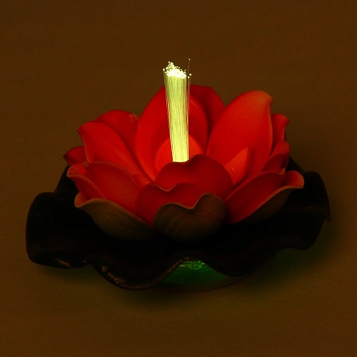 Растение водоплавающее Кувшинка d-10см красная, с подсветкой _14