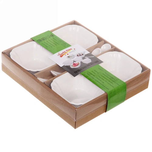 Набор соусников White magic 4шт с ложками Квадрат_4