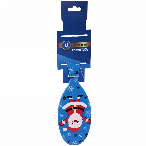Расчёска массажная Mon Possier - Весёлый Дед Мороз, цвет синий, 7,522,5см_9