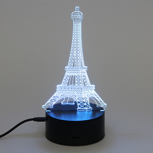Светильник ночник 3D-Эйфелева башня на пластиковой подставке, с включателем USB_4