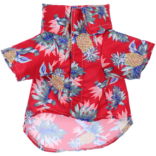 Рубашка для собак и кошек малых и средних пород СТИЛЬНЫЙ БРО, цвет красный, принт ананасы с цветами, размер XL_3