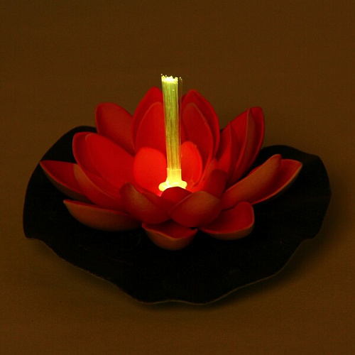 Растение водоплавающее Кувшинка d-13см красная, с подсветкой _12