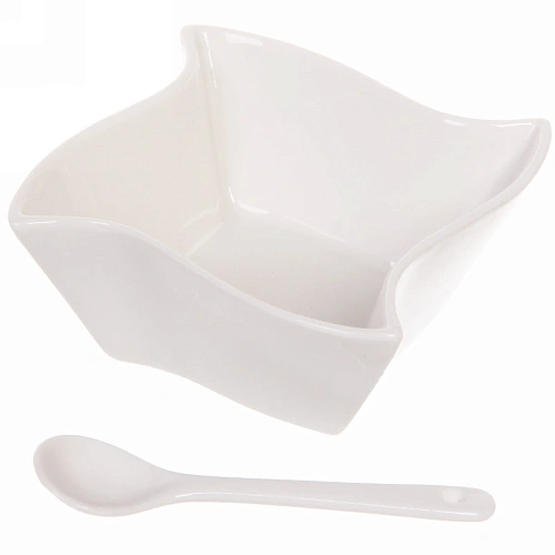 Набор соусников White magic 4шт с ложками Волна_4