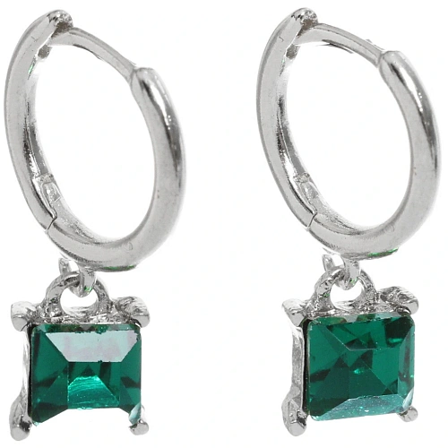 Серьги из гиппоалергенного сплава ЛАТТИ, глубокий зеленый, цвет серебро и золото, 2,5см_7