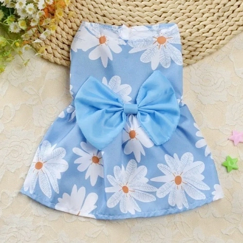 Платье для кошек и собак мелких пород Бонита на прогулке, ромашки, размер ХL, длина спинки 32-34см_8