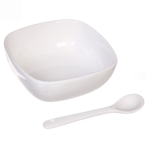 Набор соусников White magic 4шт с ложками Квадрат мягкий_5