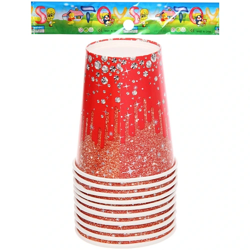 Стакан бумажный 0,2л в наборе 10 шт Галактика, Красный_3