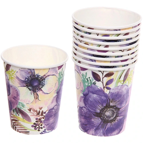 Стакан бумажный 0,2л в наборе 10 шт "Цветочный сад"