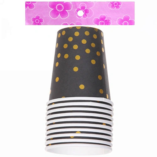 Стакан бумажный 0,2л в наборе 10 шт Конфетти черный_3