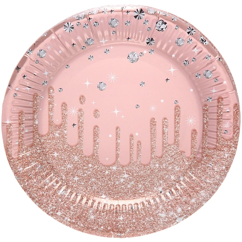 Тарелка бумажная 18 см в наборе 10 шт "Галактика", Розовый