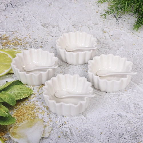 Набор соусников White magic 4шт с ложками Ромашка_4