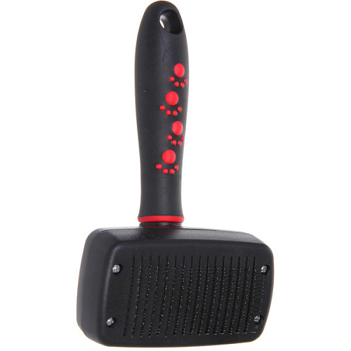 Расческа - пуходерка с кнопкой самоочистки ПРОФФ - МОЙ БРО, прорезиненная ручка, цвет серыйчерный, 1017,5см _10