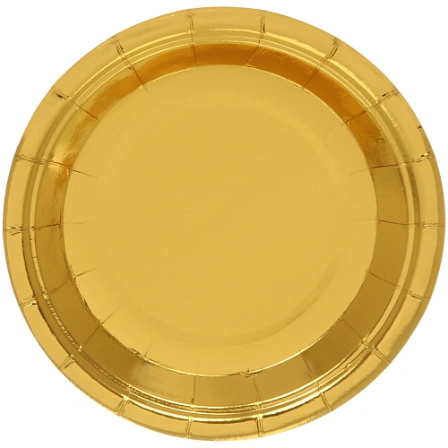 Тарелка бумажная 18 см в наборе 10 шт "Диско", Золото