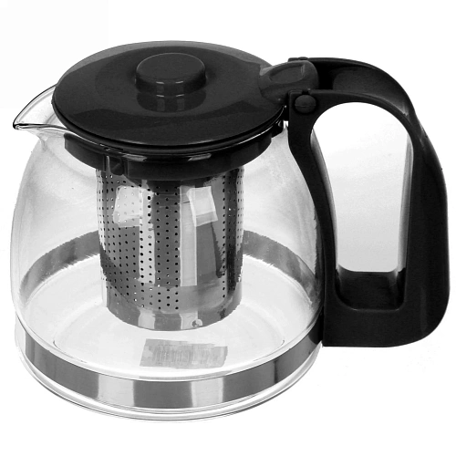 Чайник заварочный стеклянный 700 мл с металлическим ситом большая ручка Селфи, микс_13
