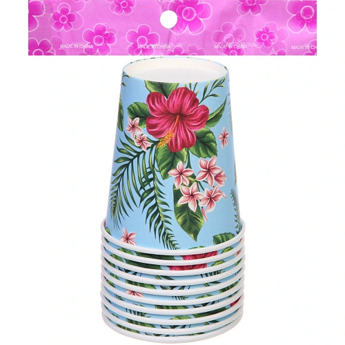 Стакан бумажный 0,2л в наборе 10 шт Тропическое настроение_3