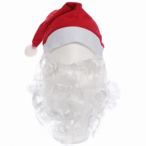 Карнавальный аксессуар "Борода Деда Мороза с колпаком"