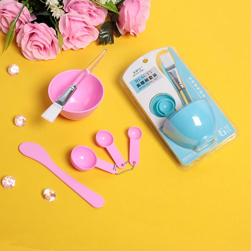 Набор косметический Beauty Bar, кисточка, лопатка, 3 мерных ложки и чаша, микс три цвета, 17,58,5см, _3