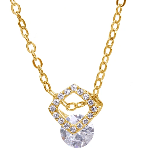 Подвеска из гиппоалергенного сплава со стразами ЭКЛАТТО, цвет серебро и золото, d-20см1см_3