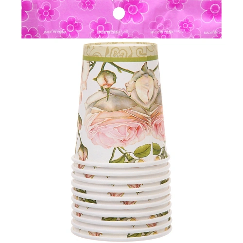 Стакан бумажный 0,2л в наборе 10 шт Цветочное очарование_3