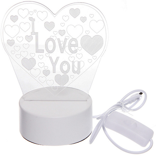 Светильник ночник 3D-Невероятные чувства на пластиковой подставке, с включателем USB_2