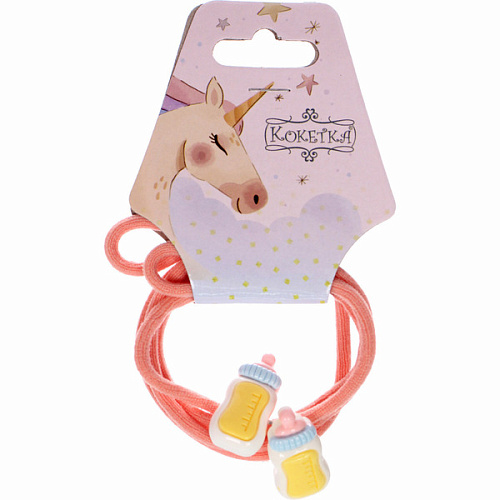 Резинки для волос 2шт МИМИШКА, бутылочка, микс 5 цветов, d-5,5см (подвес Единорог)_6