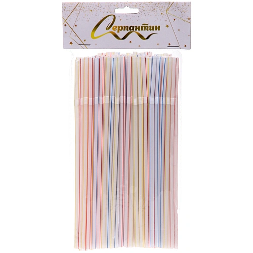 Трубочка для коктейля 5210мм в наборе 100 шт полосатая _4