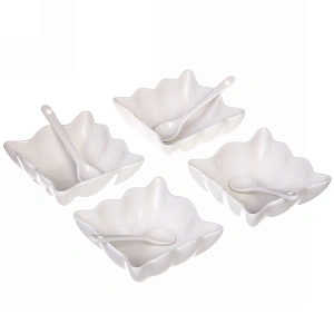 Набор соусников "White magic" 4шт с ложками "Волны" 170мл