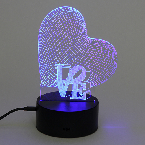 Светильник ночник 3D-LOVE на пластиковой подставке, с включателем USB_7
