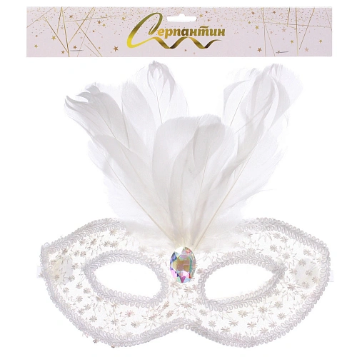 Маска карнавальная Снежная королева, белый_3