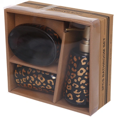 Набор для ванной из 3-х предметов керамический Леопард черный_3